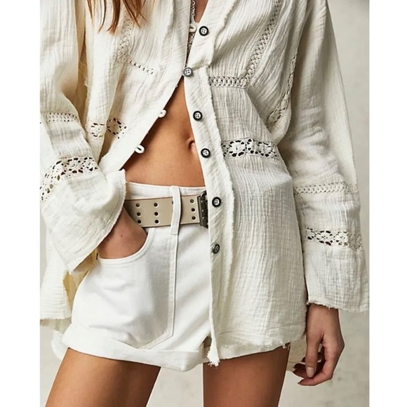 FREE PEOPLE We The Free Ranch Wash Oversized Shirt in Ivory - Picture 6 of 15